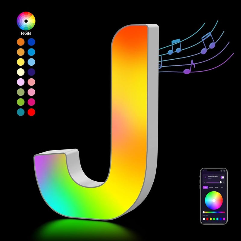 OJQ Light Up Letters LED Letter - Marquee Letters Music Sync Color Change Colorful - Christmas Birthday Gifts for Girl Teen Girl Room Decor Fiesta Party Decorations Dorm Room Essentials for Guys - Image 1